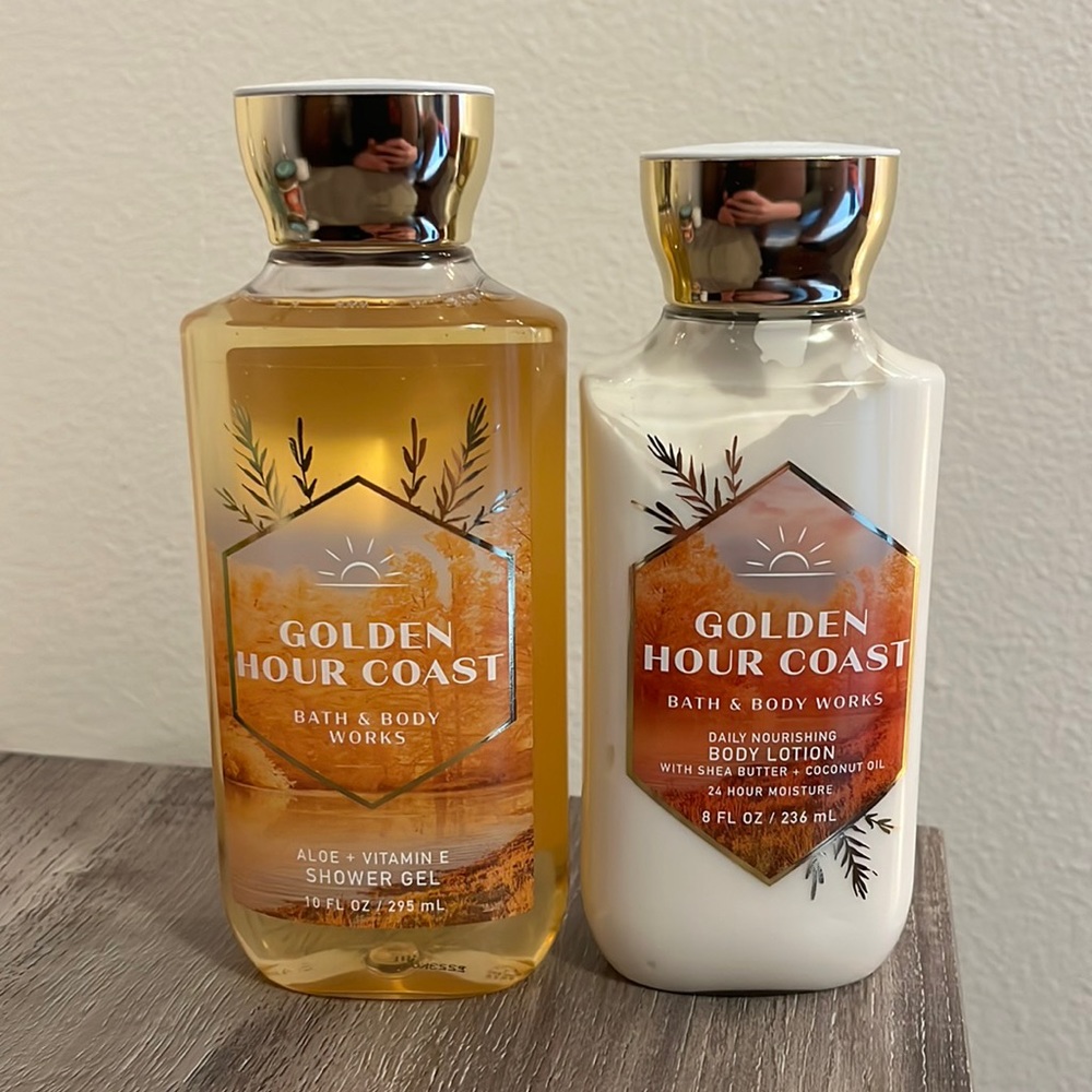 Bath and Body Works Duo GOLDEN HOUR COAST Body Lotion and Shower Gel